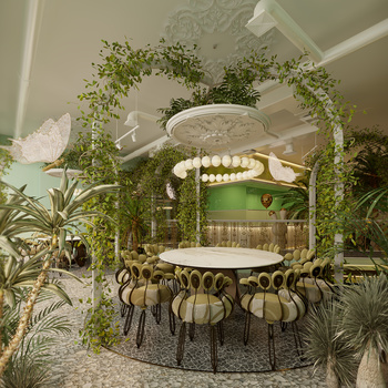 现代网红植物餐厅 3d模型