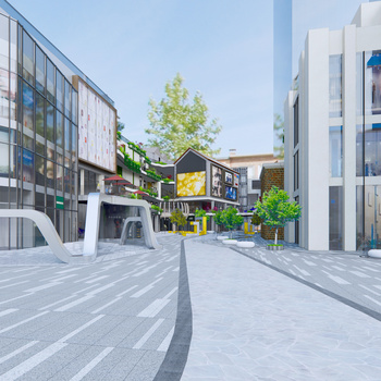 现代商业广场su模型下载[id:108938828]_建e网su模型库