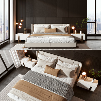 minotti现代双人床3d模型下载