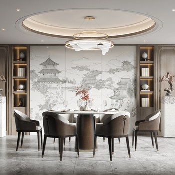 3d新中式餐厅模型下载_3d新中式餐厅max模型免费下载_建e室内设计屯 