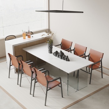 Estiluz 现代中岛餐桌椅组合3d模型