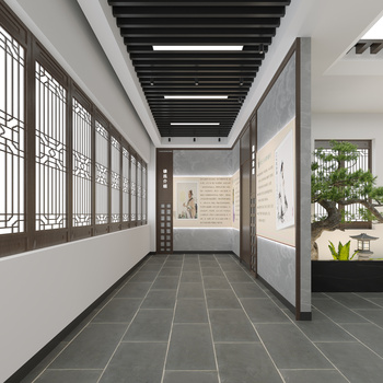 文化展厅模型下载_3d新中式文化展厅max模型免费下载_建e室内设计网