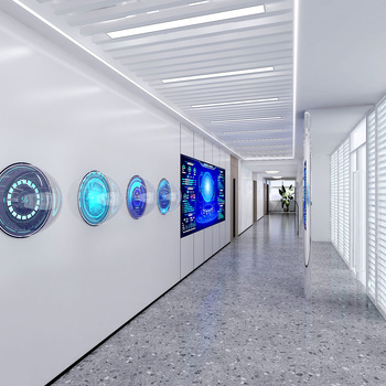 现代科研机构走廊3d模型下载