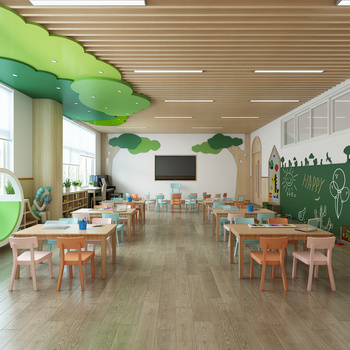 现代幼儿园教室3d模型下载