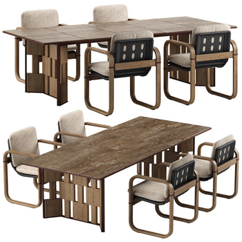Giorgetti 侘寂风餐桌椅3d模型