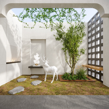 现代庭院植物景观3d模型