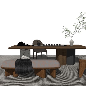 新中式风格茶桌椅组合