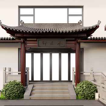 新中式住宅庭院门头3d模型