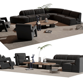 Cassina 现代沙发茶几组合3d模型