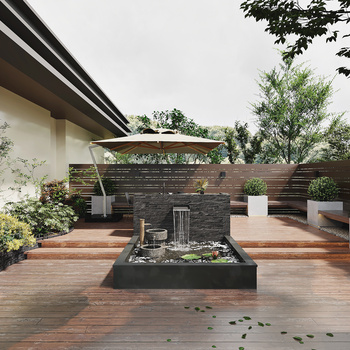 现代花园阳台3d模型