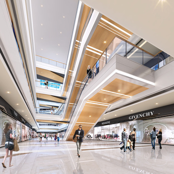 现代大商业商场中庭扶手梯3d模型