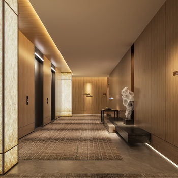 新中式酒店电梯厅 