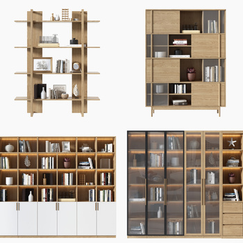 现代书柜书架3d模型