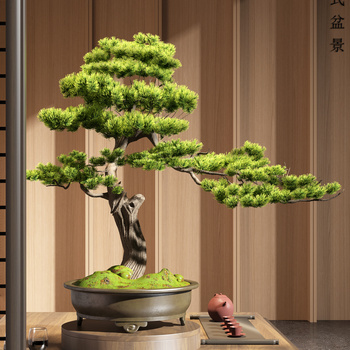 中式松树盆栽盆景SU模型