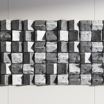 现代石头墙饰3d模型