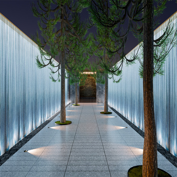 特色水景墙su模型