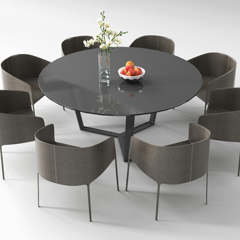 现代极简餐桌椅3d模型