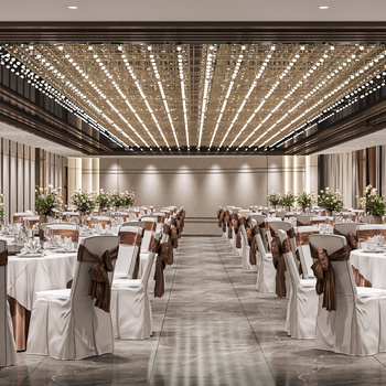 新中式宴会厅3d模型