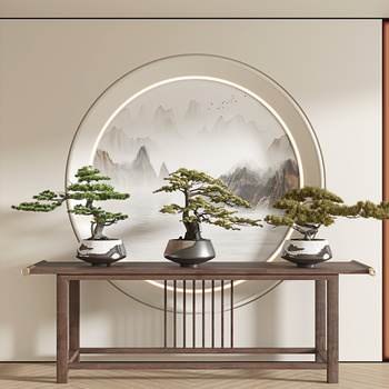 新中式绿植盆景3d模型