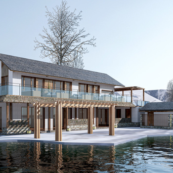 新中式民宿建筑su模型