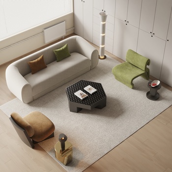 pertica现代沙发茶几组合3d模型
