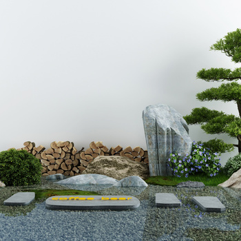 现代庭院禅意景观3d模型