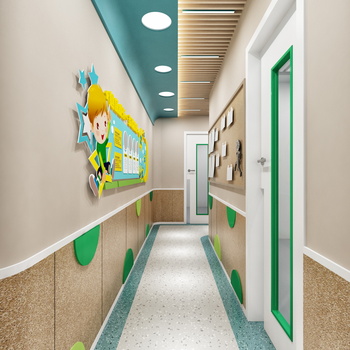 现代幼儿园走廊3d模型