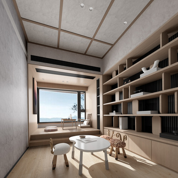 维塔空间设计 现代原木风娱乐室3d模型