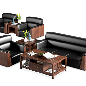 现代办公沙发茶几组合3d模型