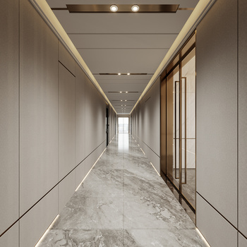现代简约酒店走廊3d模型