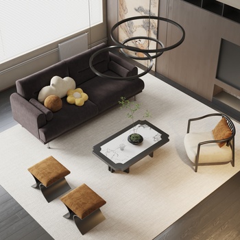 Scandinavian 现代沙发茶几组合3d模型