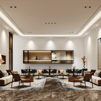 新中式轻奢休闲区3d模型