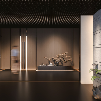 新中式电梯厅3d模型