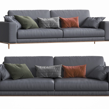 现代双人皮沙发3d模型