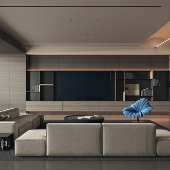 现代高级灰客厅3d模型
