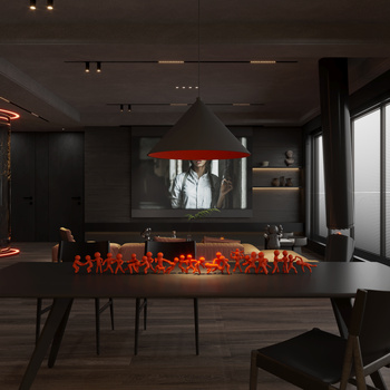 现代暗黑风客餐厅3d模型