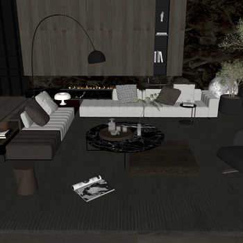 Minotti 現代沙發茶幾SU模型