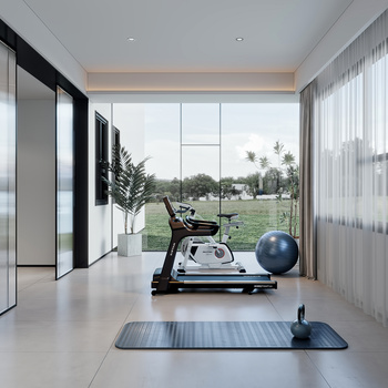 现代健身房休息区3d模型