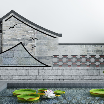 新中式水景小品3d模型