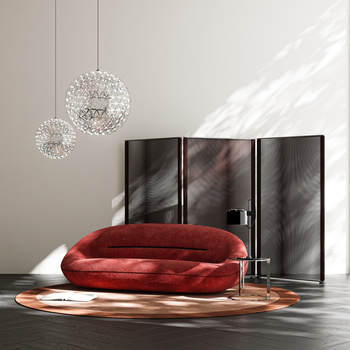 现代沙发屏风组合3d模型