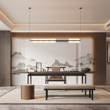 新中式茶室书房3d模型