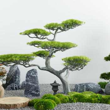 新中式庭院景观小品3d模型