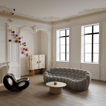 现代轻法式客厅3d模型