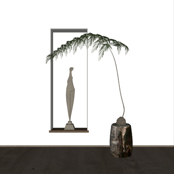 现代绿植盆栽 SU模型