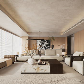 明德设计 现代客厅3d模型