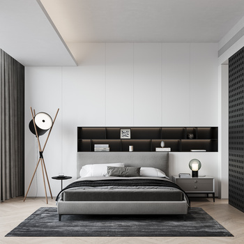现代黑白卧室3d模型