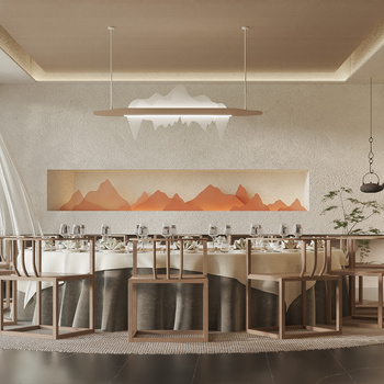 新中式餐厅包房3d模型