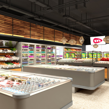 现代超市售货区3d模型