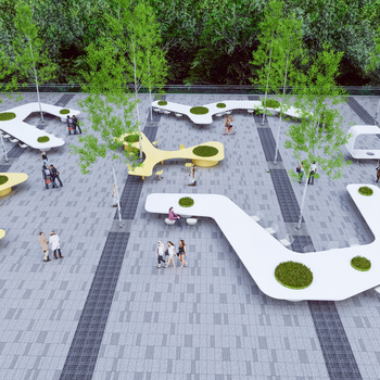 现代景观座椅su模型