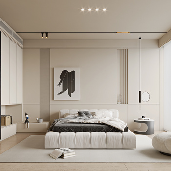 现代极简卧室3d模型